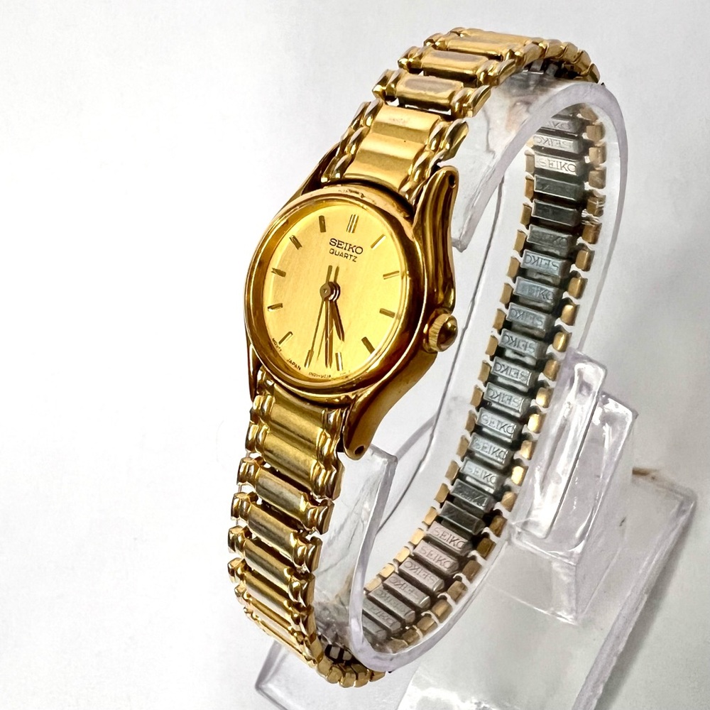 SEIKO Quartz 20mm Gold Tone Steel Watch Stretchy Bracelet - Picture 3 of 5